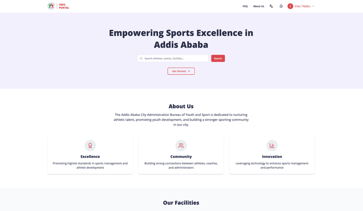 Addis Ababa Sport Federation MIS Demo screenshot